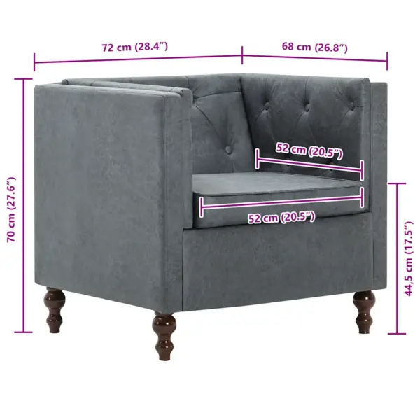 Hall Chesterfield-stiilis tugitool kangaga, 72 x 68 x 70 cm – 9