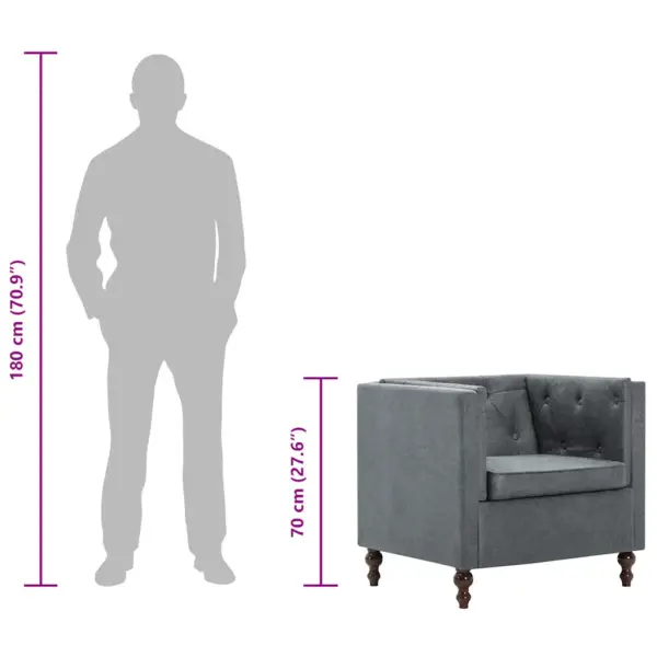 Hall Chesterfield-stiilis tugitool kangaga, 72 x 68 x 70 cm – 10