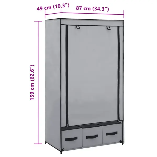 Kaasaskantav hall kangasriidekapp 3 sahtliga, 87 x 49 x 159 cm - 8