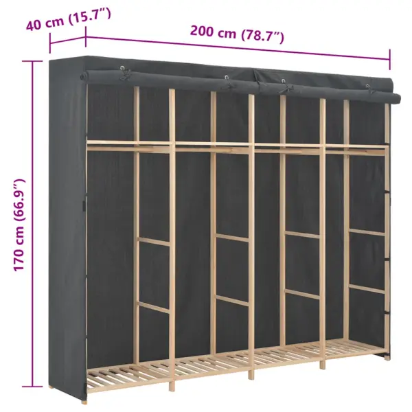 Hall kangast garderoob kuusepuidust raamiga, 200 x 40 x 170 cm – 6