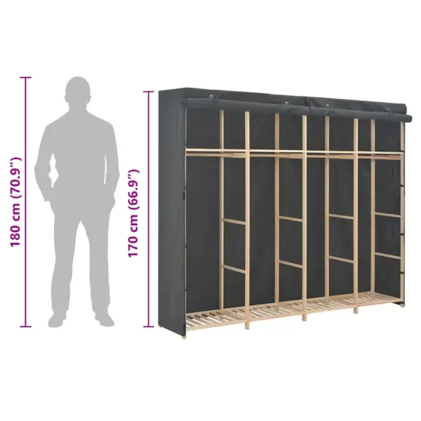 Hall kangast garderoob kuusepuidust raamiga, 200 x 40 x 170 cm – 7
