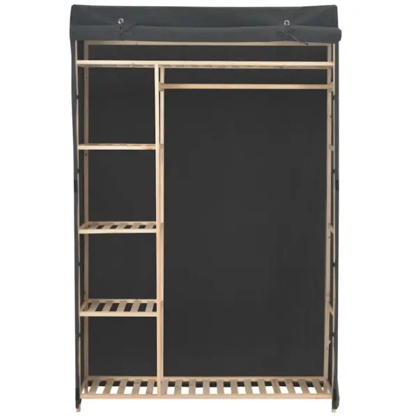 Hall kangast garderoob 5 riiuli ja riputustoruga, kuusepuidust raam, 110 x 40 x 170 cm – 2