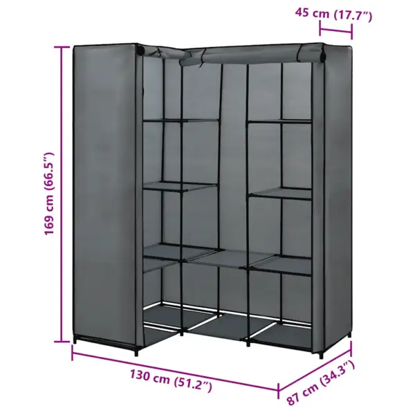 Hall kangast nurgagarderoob raudraamiga, 130 x 87 x 169 cm – 6