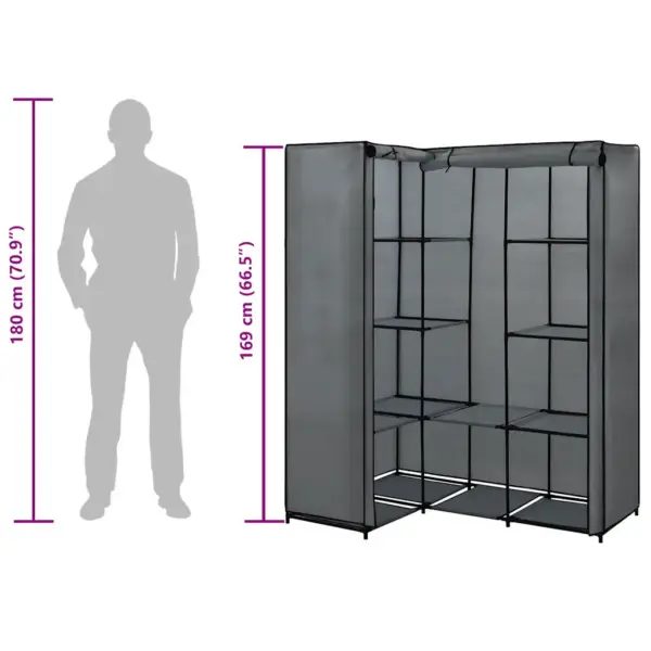 Hall kangast nurgagarderoob raudraamiga, 130 x 87 x 169 cm – 7