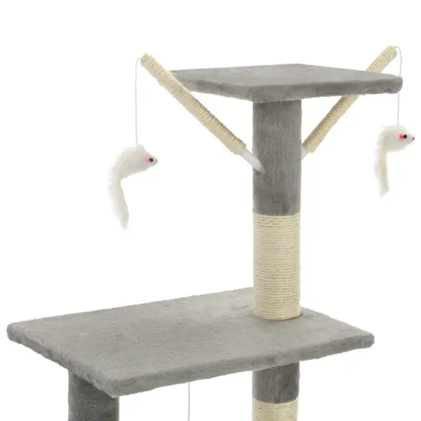 Hall 138 cm kassimaja sisalköiega kraapimispostide, redeli ja mänguhiirtega – 6