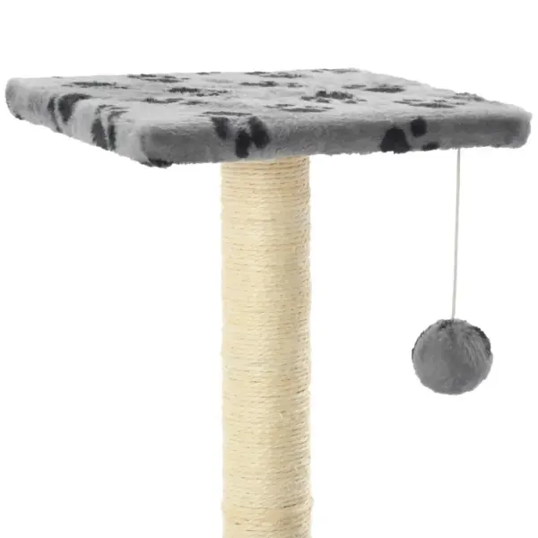 Hall kassimaja kraapimispostidega, sisalköis ja plüüs, käpajälgedega, 65 cm – 4