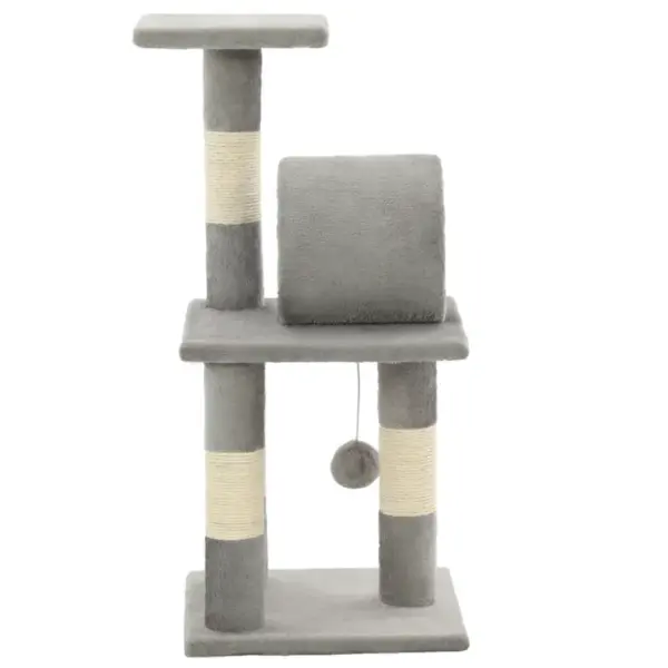 Hall kassimaja kraapimispuuga, rippuva palli ja platvormidega, 65 cm – 4