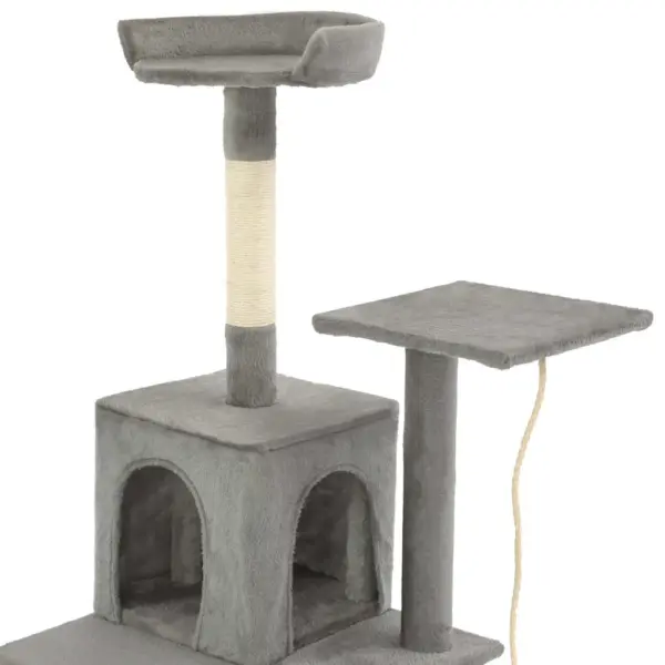 Hall kassimaja sisalköiega kraapimispuu ja ronimistasanditega, 120 cm – 5