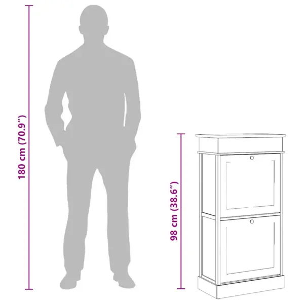 Hall kingakapp 2 kallutatava sahtliga, Paulownia puit, 50 x 28 x 98 cm – 11