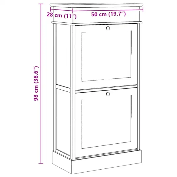 Hall kingakapp 2 kallutatava sahtliga, Paulownia puit, 50 x 28 x 98 cm – 10