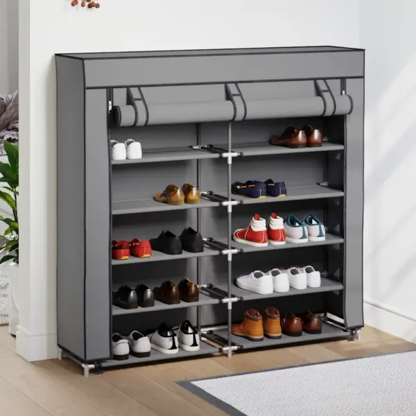 Hall viie riiuliga kingakapp kattega ja metallraamiga, 115 x 28 x 110 cm – 3