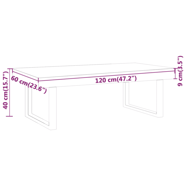 Hall kohvilaud musta metallraamiga, spoonitud MDF, 120 x 60 x 40 cm - 6