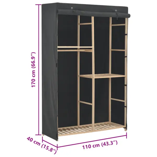 Hall kolmetasandiline kangast garderoob kuusepuidust raamiga, 110 x 40 x 170 cm – 6
