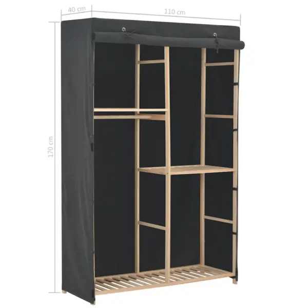 Hall kolmetasandiline kangast garderoob kuusepuidust raamiga, 110 x 40 x 170 cm – 7