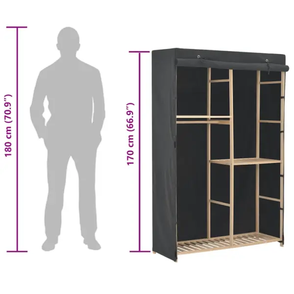 Hall kolmetasandiline kangast garderoob kuusepuidust raamiga, 110 x 40 x 170 cm – 8