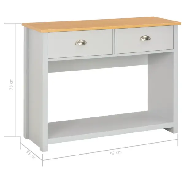 Hall konsoollaud naturaalse puidutooni plaadiga, 2 sahtlit ja riiul, 97 x 35 x 76 cm – 8