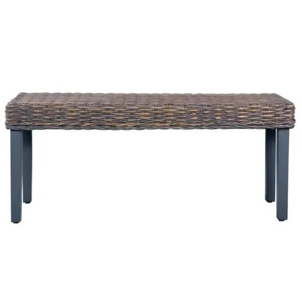 Esikupink kubu rotangist ja mahagonpuidust jalgadel, hall, 110 x 35 x 45 cm – 2