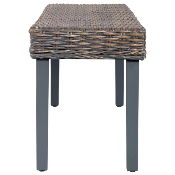 Esikupink kubu rotangist ja mahagonpuidust jalgadel, hall, 110 x 35 x 45 cm – 3