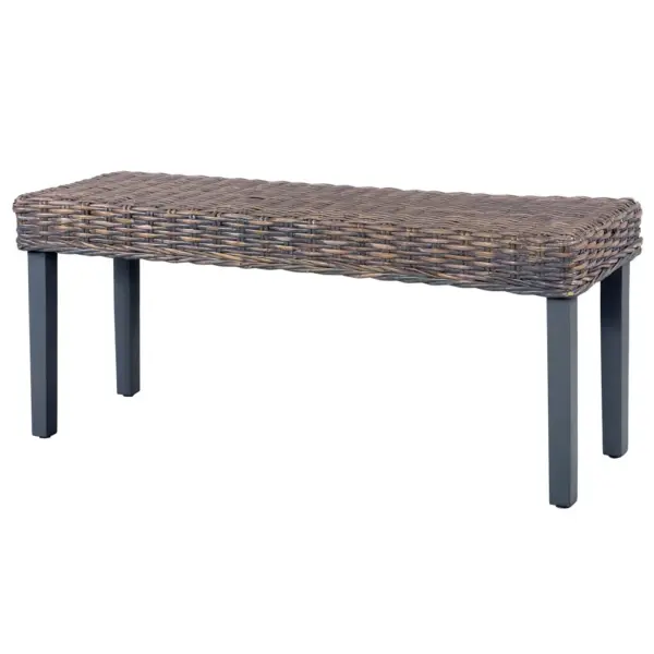 Esikupink kubu rotangist ja mahagonpuidust jalgadel, hall, 110 x 35 x 45 cm – 4