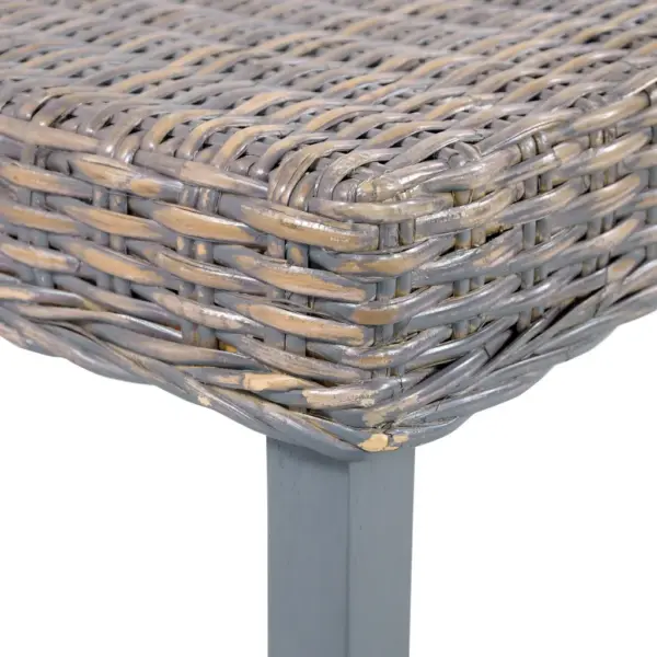 Esikupink kubu rotangist ja mahagonpuidust jalgadel, hall, 110 x 35 x 45 cm – 5