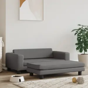 Hall kunstnahast koeravoodi laiendusega, männipuidust raamiga, 100 x 50 x 30 cm