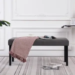 Polsterdatud pink hallist kunstnahast, 106 x 43 x 46 cm