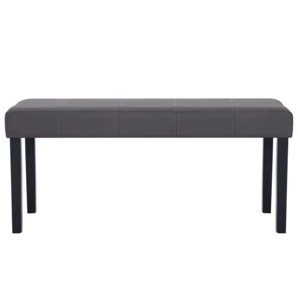 Polsterdatud pink hallist kunstnahast, 106 x 43 x 46 cm – 3