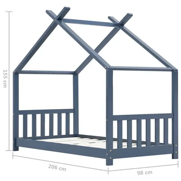 Hall männipuidust laste voodiraam majakujundusega, 90 x 200 cm – 9