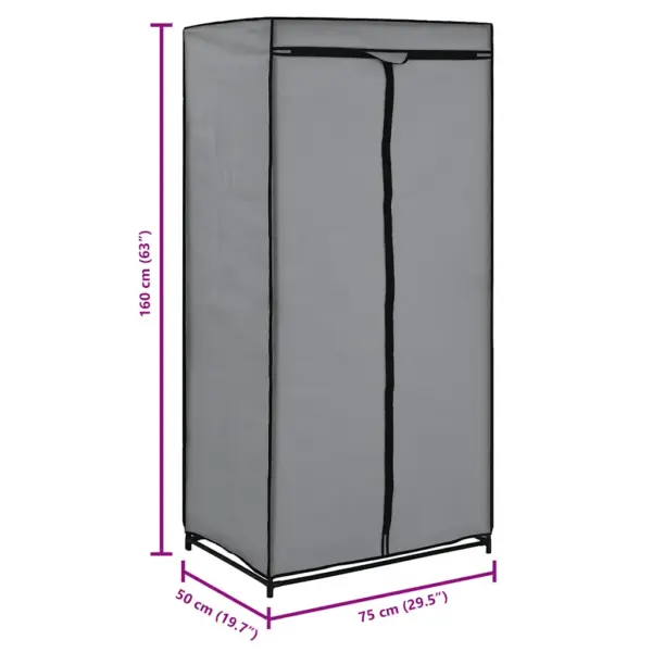 Hall lukuga riidekapp, raudraam ja polüesterkate, 75 x 50 x 160 cm – 9
