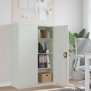 Hall lukustatav terasest kontorikapp 3 reguleeritava riiuliga, 90 x 40 x 140 cm