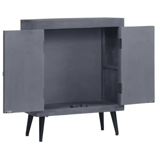 Hall mangopuidust puhvetkapp metalljalgadega, 60 x 30 x 76 cm – 2