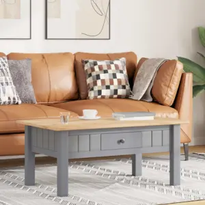 Hall männipuidust kohvilaud sahtliga, naturaalse puidu tooniga, 100 x 60 x 43,5 cm, Panama sari