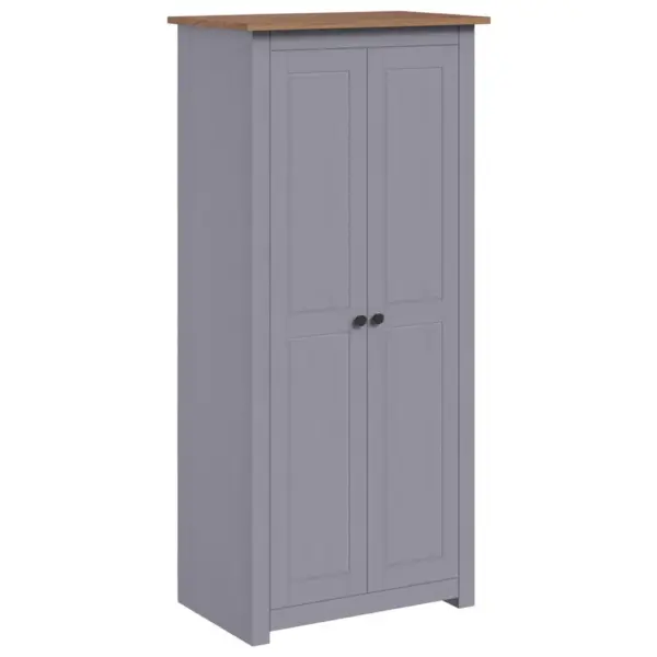 Hall männipuidust riidekapp 2 riiuli ja riputoruga, 80 x 50 x 171,5 cm, Panama sari - 2
