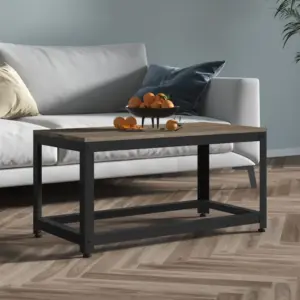 Kohvilaud alumise riiuliga, hall-must, tammespooniga MDF ja raud, 90 x 45 x 45 cm