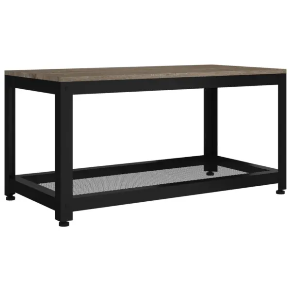 Kohvilaud alumise riiuliga, hall-must, tammespooniga MDF ja raud, 90 x 45 x 45 cm – 2