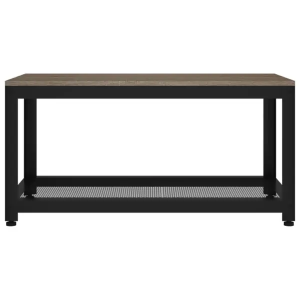 Kohvilaud alumise riiuliga, hall-must, tammespooniga MDF ja raud, 90 x 45 x 45 cm – 3