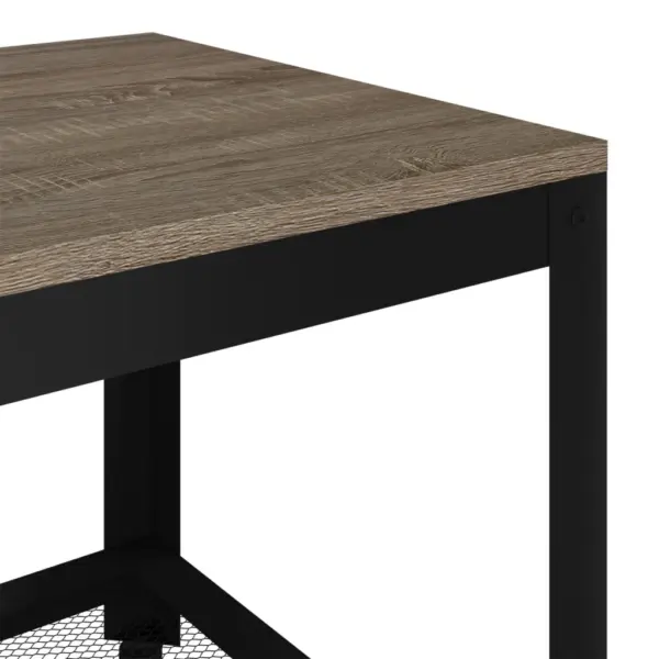 Kohvilaud alumise riiuliga, hall-must, tammespooniga MDF ja raud, 90 x 45 x 45 cm – 5