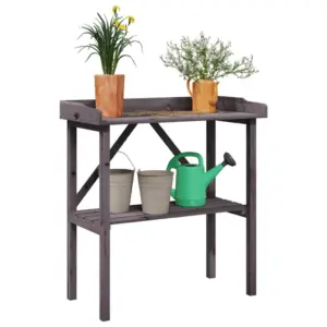 Hall nulupuidust taimelaud riiuliga, 78 x 38 x 82,5 cm