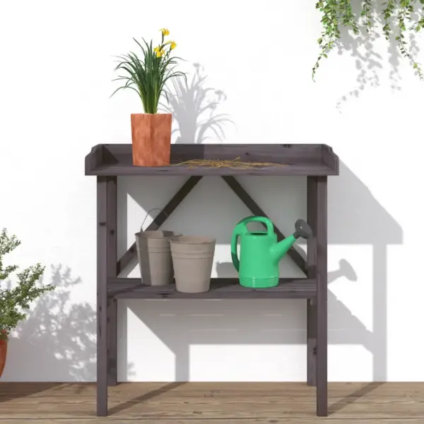 Hall nulupuidust taimelaud riiuliga, 78 x 38 x 82,5 cm – 3
