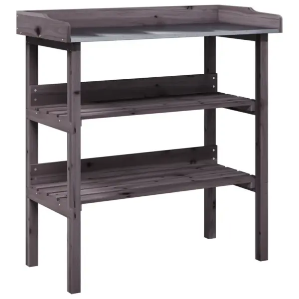 Hall nulupuidust taimelaud tsingitud tööpinnaga, 2 riiuliga, 78 x 38 x 82,5 cm – 2