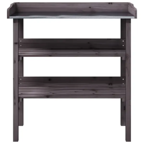 Hall nulupuidust taimelaud tsingitud tööpinnaga, 2 riiuliga, 78 x 38 x 82,5 cm – 4