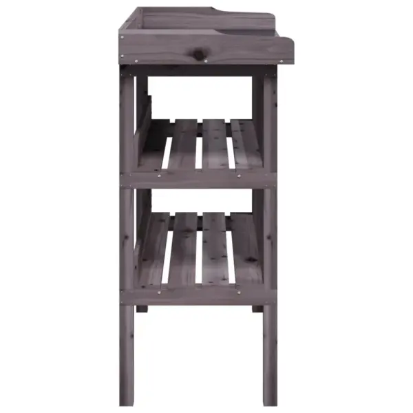Hall nulupuidust taimelaud tsingitud tööpinnaga, 2 riiuliga, 78 x 38 x 82,5 cm – 5