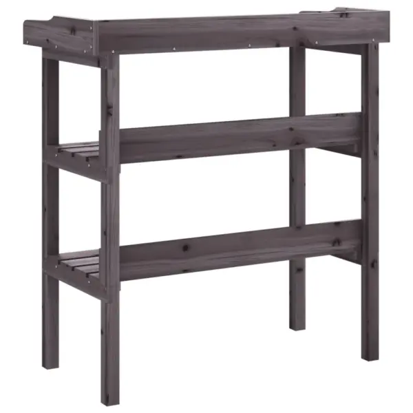 Hall nulupuidust taimelaud tsingitud tööpinnaga, 2 riiuliga, 78 x 38 x 82,5 cm – 6