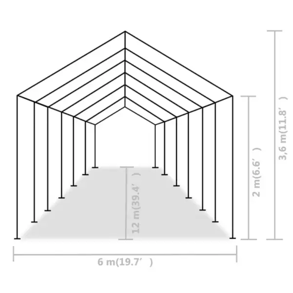 Hall peotelk akendega, veekindel PE-kangas, terasraam, 6 x 12 m – 9