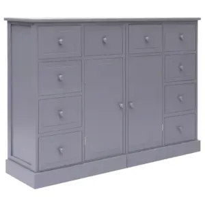 Hall puhvetkapp 10 sahtli ja 2 uksega, paulownia- ja paplipuidust, 113 x 30 x 79 cm, 2-osaline komplekt