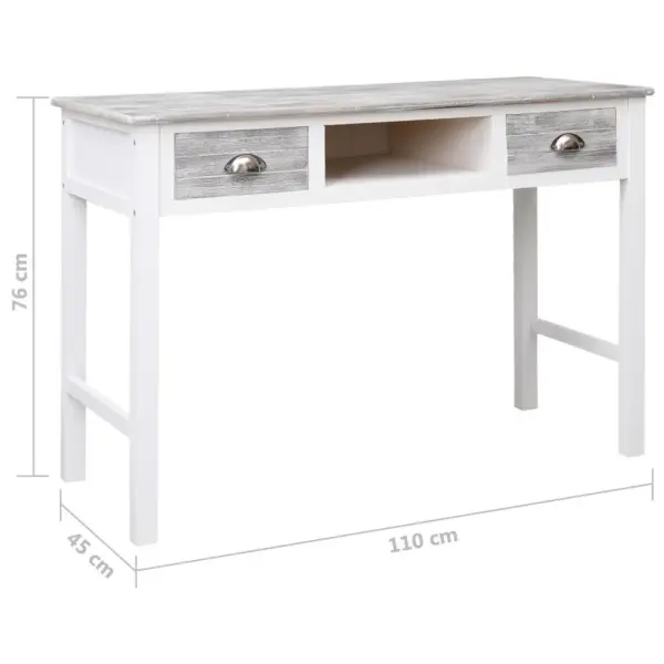 Hall kirjutuslaud sahtlite ja avatud sektsiooniga, paulowniapuidust, 110 x 45 x 76 cm – 8