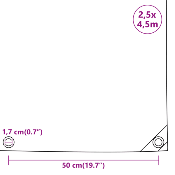Veekindel PVC present aiamööbli ja haagise katmiseks, hall, 2,5 x 4,5 m, 650 g/m² – 9