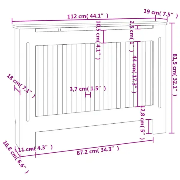 Radiaatorikate vertikaalsete liistudega, hall tehispuit, 112 x 19 x 81,5 cm – 9