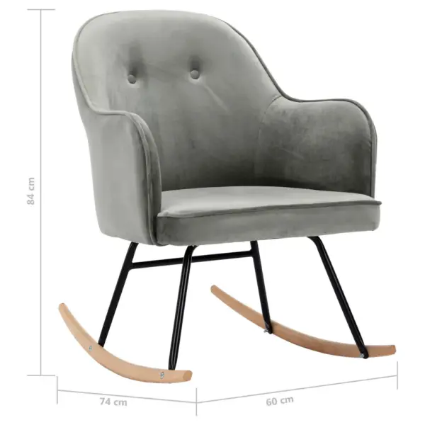 Hall sametist kiiktool metallraami ja pöökpuust jalastega, 60 x 74 x 84 cm – 8