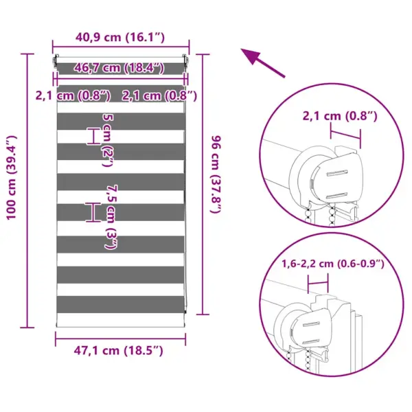 Hall sebraruloo 40 x 100 cm, 100% polüester, kettmehhanismiga – 13